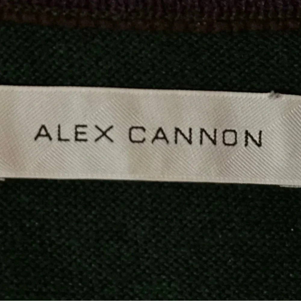 Alex Cannon Men’s Vintage Argyle Quarter zip sweater preppy academia Size XXL